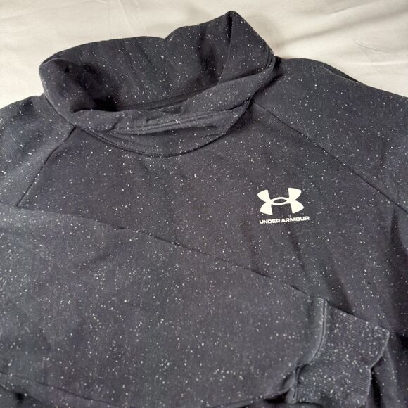 Under Armour Womens Pullover Crop Mock Neck Sweatshirt Splatter Black Small - Picture 1 of 5